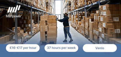 Inbound and outbound logistics employee at Sostrene Grene in Venlo, job via Manpower.